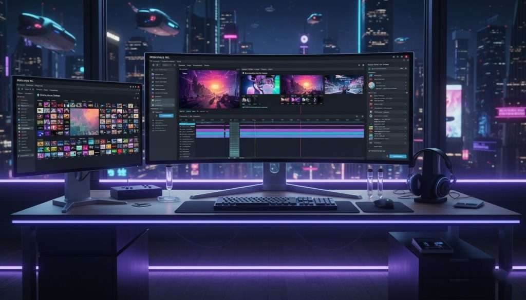 Advanced user working on Runway ML, showcasing multiple creative tools like video editing and machine learning model customization.