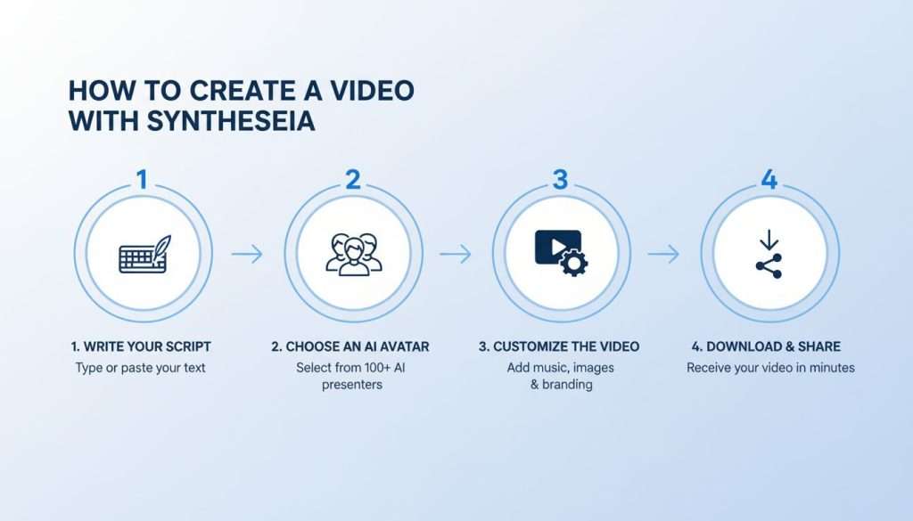 Synthesia AI avatar library featuring 140+ diverse digital presenters for video content creation in multiple languages